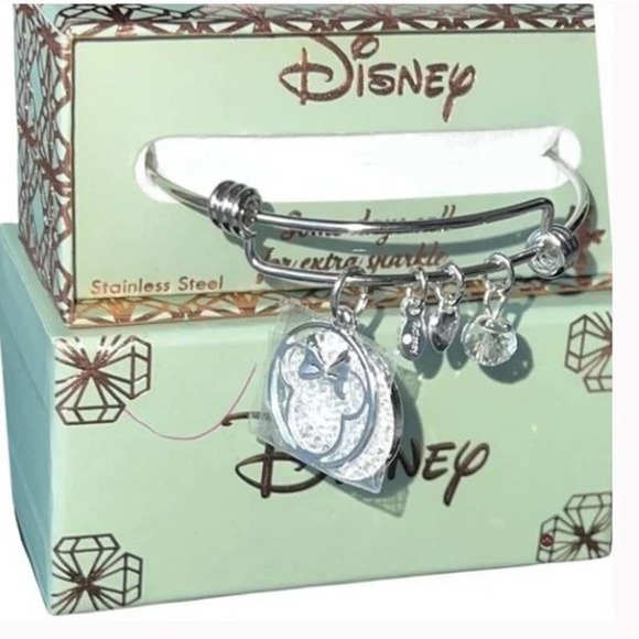 New Disney Minnie Mouse 8in Crystal Bangle Bracelet (Extra Sparkle Days) - NIB - Picture 5 of 11